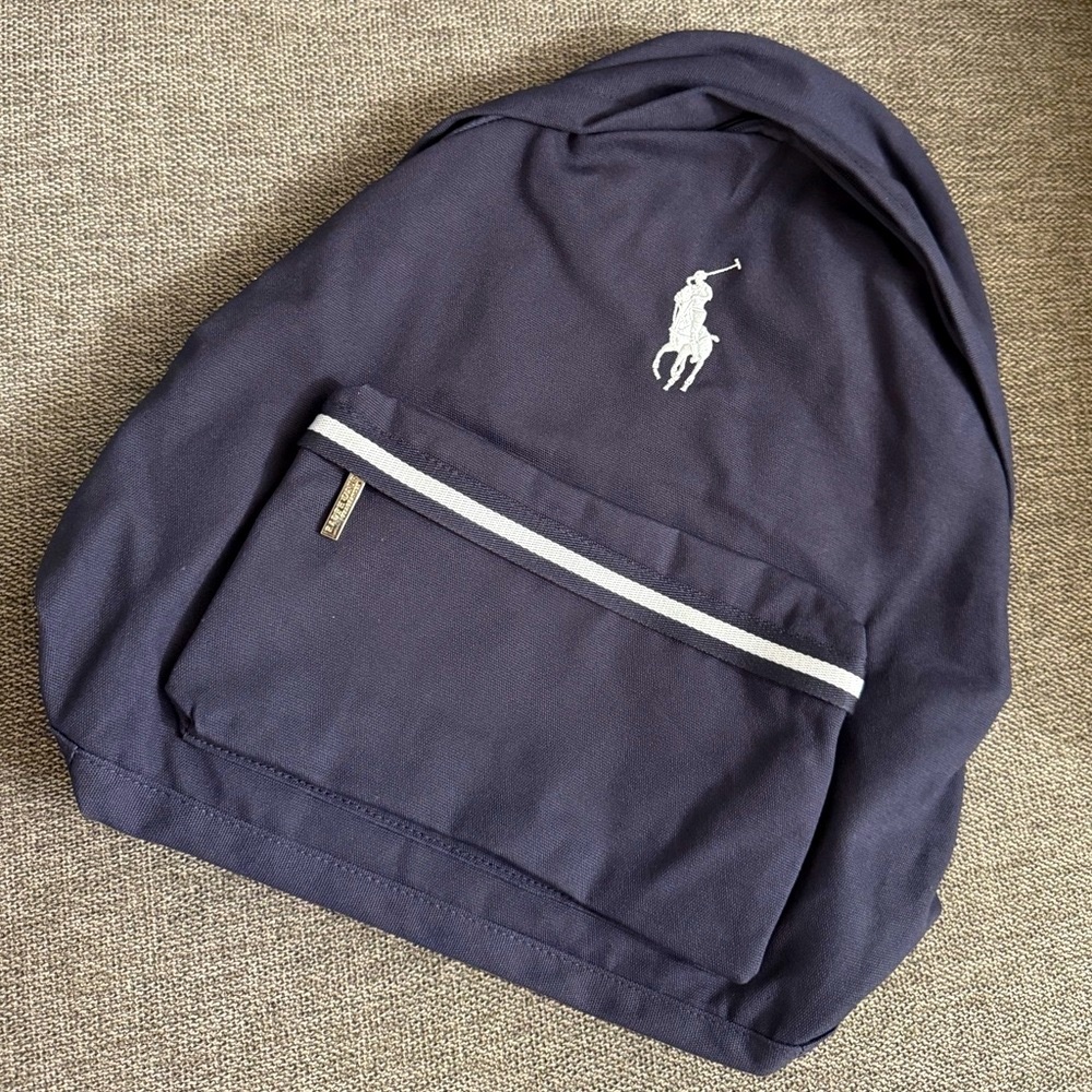 Polo Ralph Lauren Navy Canvas Backpack Authentic New